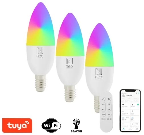 Immax NEO 07716CDO -KÉSZLET 3xLED RGB Dimmelhető izzó E14/6W/230V Wi-Fi Tuya + távirányító