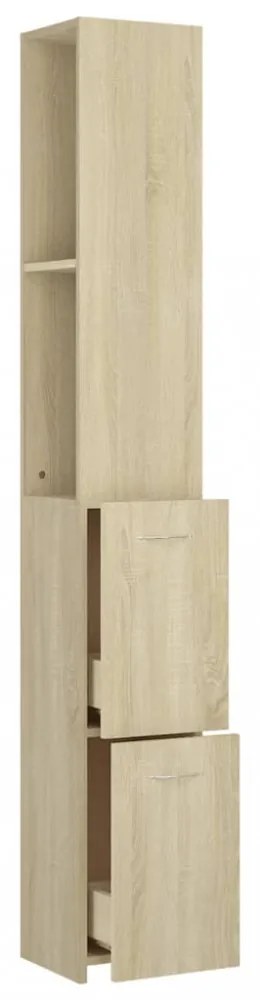 sonoma tölgy színű szerelt fa fürdőszobaszekrény 25x26,5x170 cm