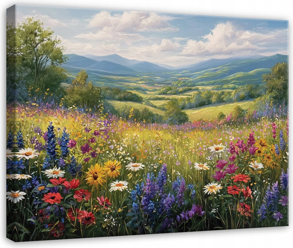 Vászonkép Virágok Rét Tájkép Természet Hálószoba Nappali Konyha Vászonkép 100x70