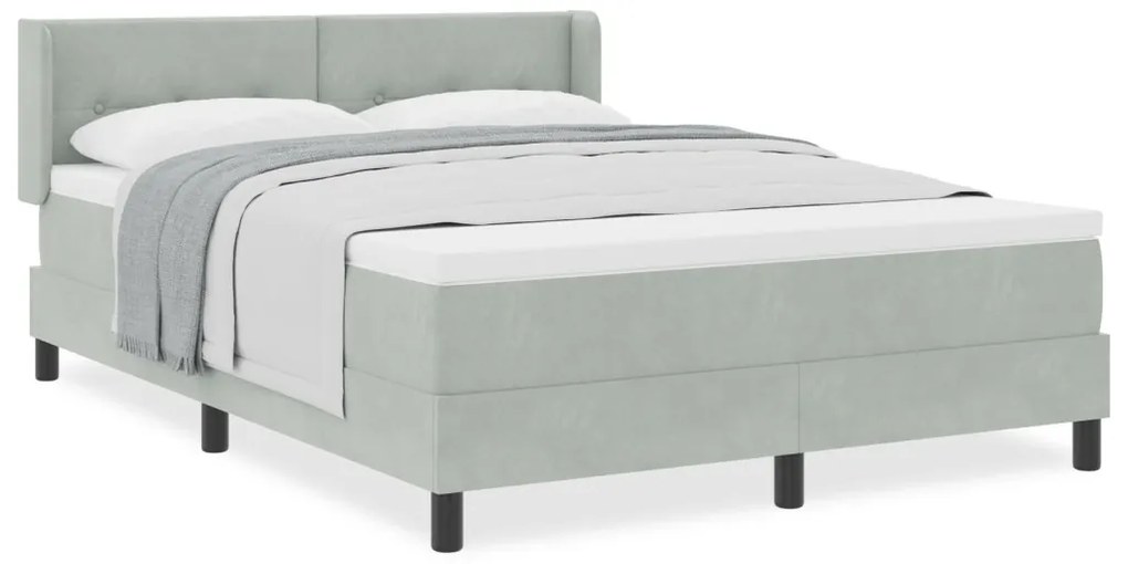 Boxspring Ágy Matrac Kellemes Szürke 140x200 cm Bársonyos