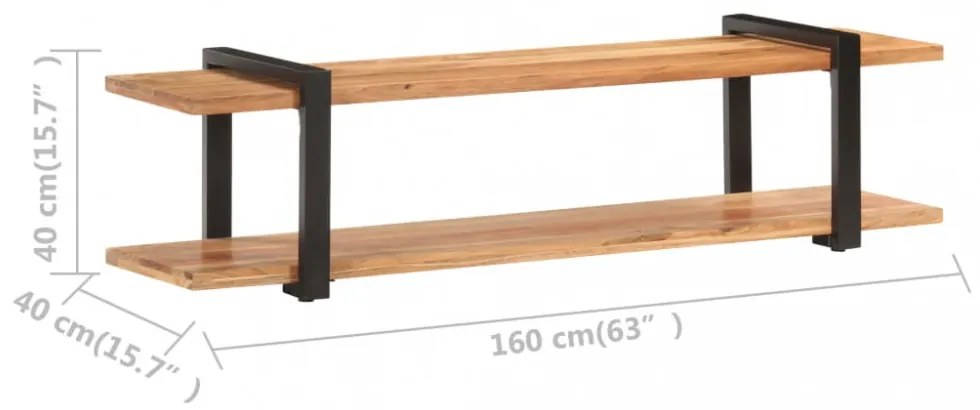 tömör akácfa TV-szekrény 160 x 40 x 40 cm