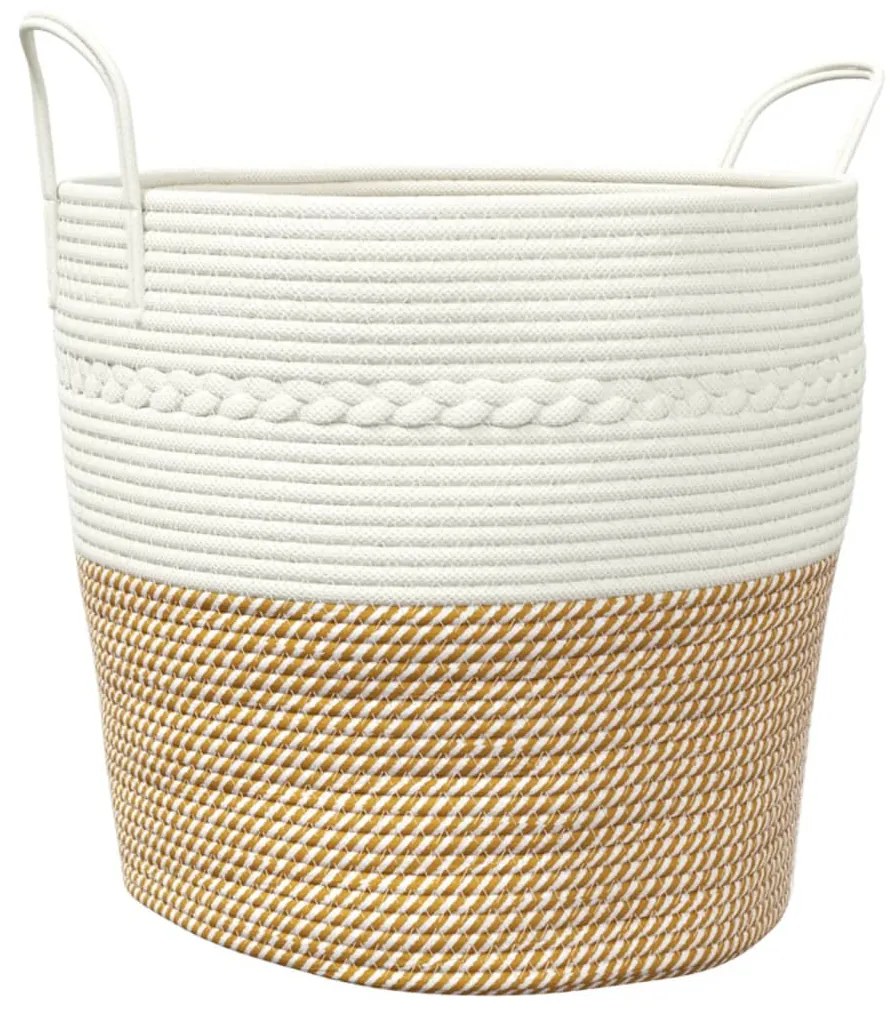 barna-fehér pamut tárolókosár Ø43 x 38 cm