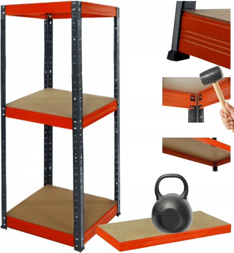 Tárolószekrény garázs fém állvány Helios 106x35x35cm 3Px175kg