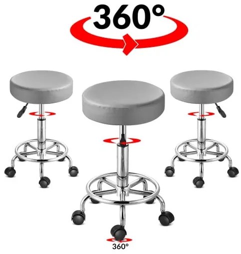 Casaria® Gurulós puff 50x51-65 cm - szürke