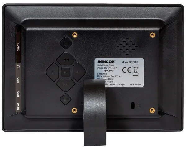 Sencor - Digitális képkeret hangszóróval 230V fekete + távirányító