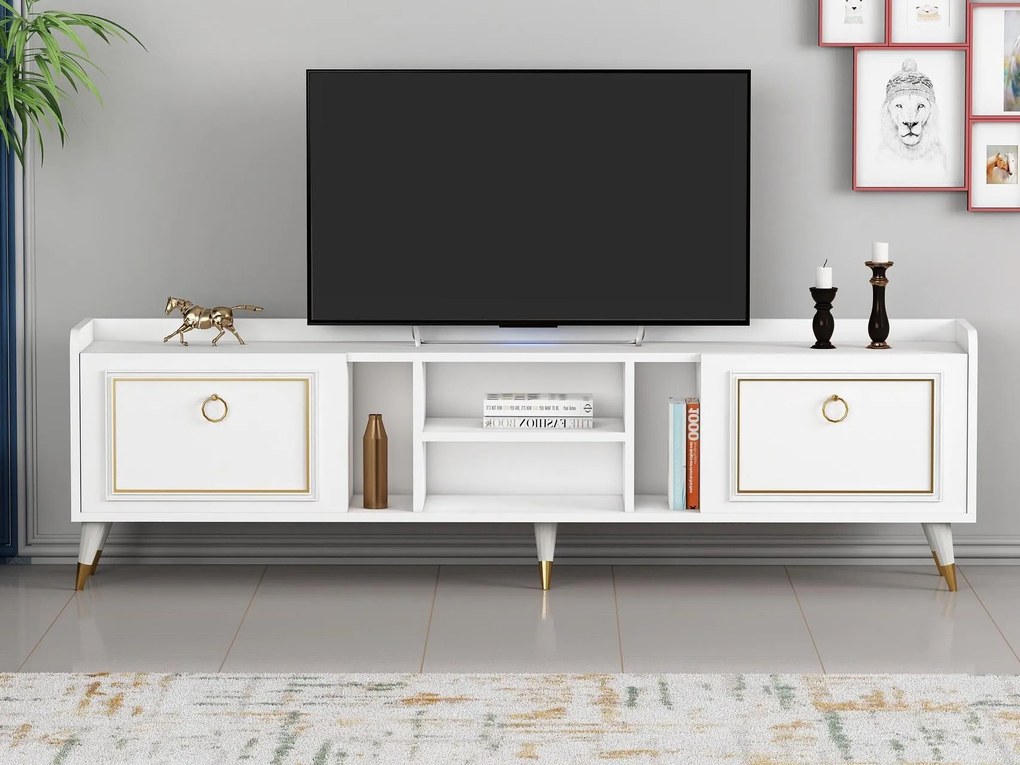 TV asztal/szekrény Kadole 2 (fehér + arany) . 1095457