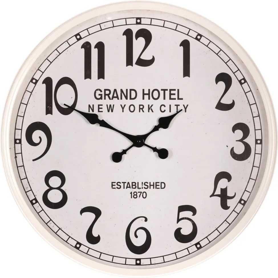 Falióra 60 cm átmérő patinás fém fehér Grand Hotel mintával