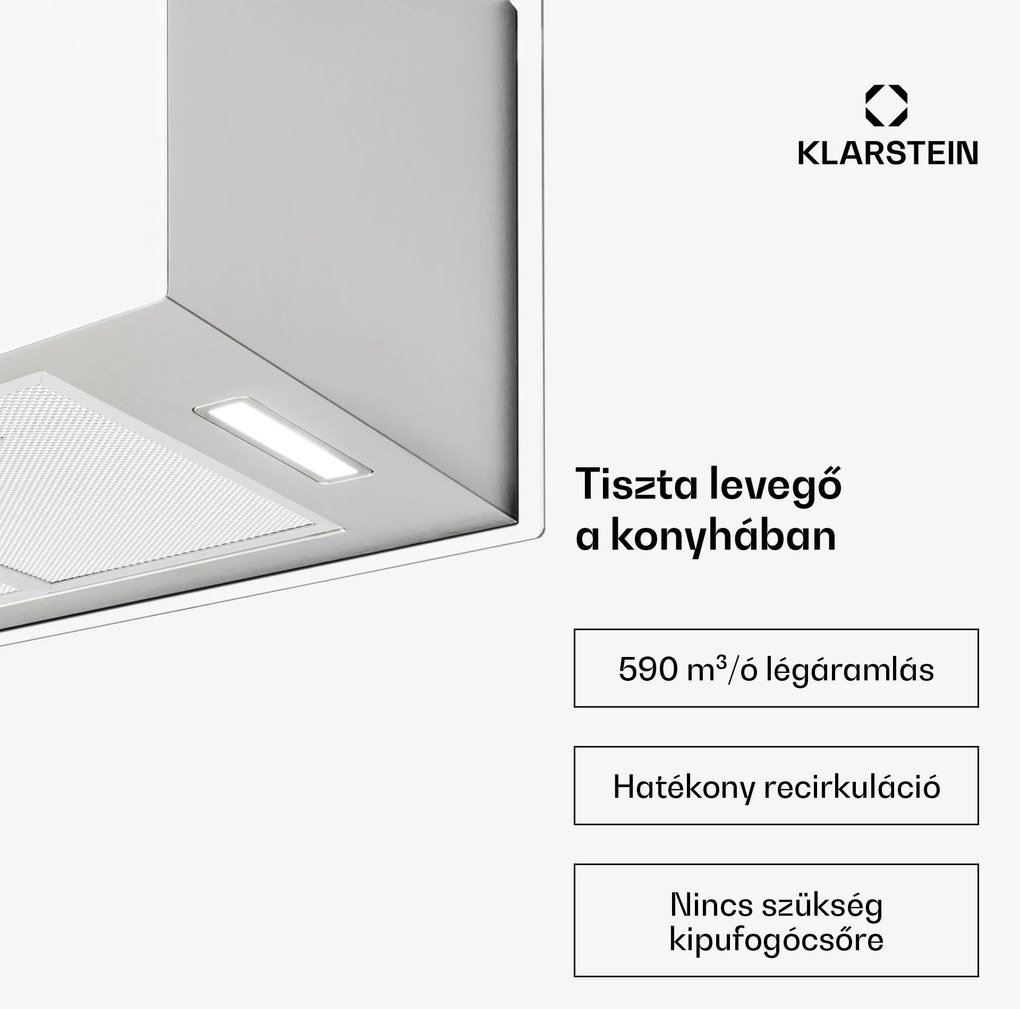 Klarstein Kronleuchter XL, mennyezeti páraelszívó, 90 cm, 590 m³/ó, LED, érintőképernyős, fehér