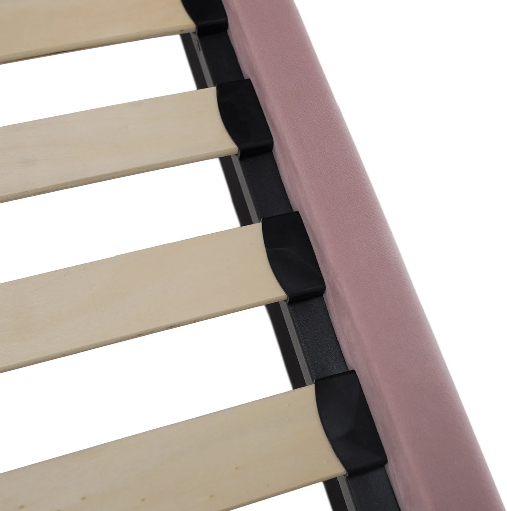 Ágy, rózsaszín/gold arany króm, 160x200, KAISA