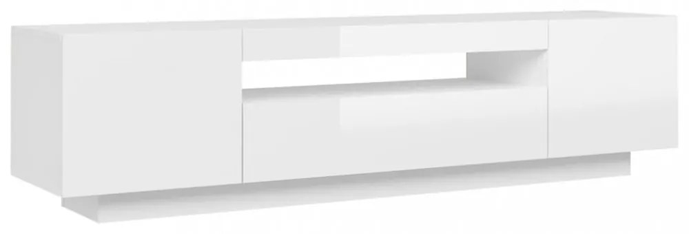 magasfényű fehér TV-szekrény LED-lámpákkal 160 x 35 x 40 cm