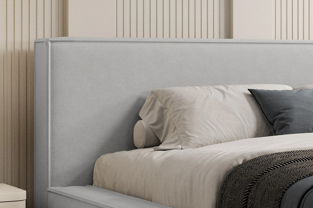Nirello kárpitozott ágy 160x200 tárolóval - szürke Castel 80 bársony