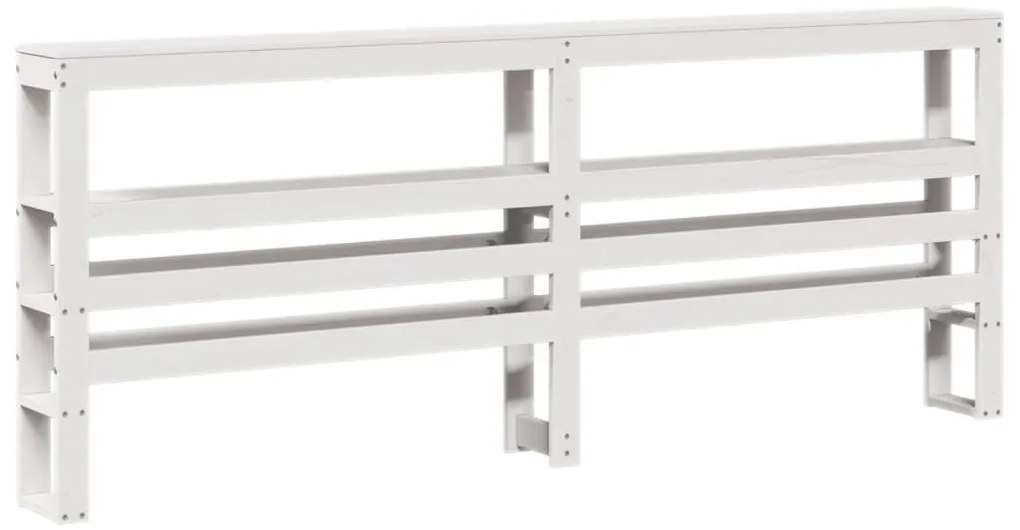 fehér tömör fenyőfa fejtámla polcokkal 200 cm