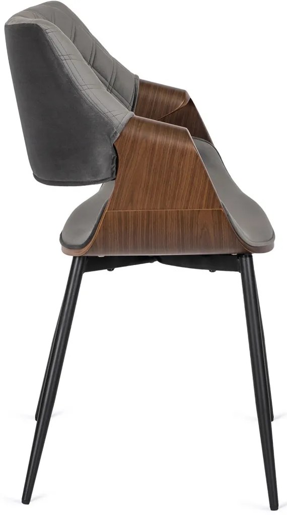 Elegáns Bársony Étkezőszék Szürke/Dió Színben. DAKOTA