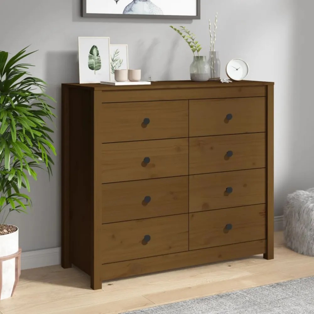 mézbarna tömör fenyőfa kisszekrény 100 x 40 x 90 cm