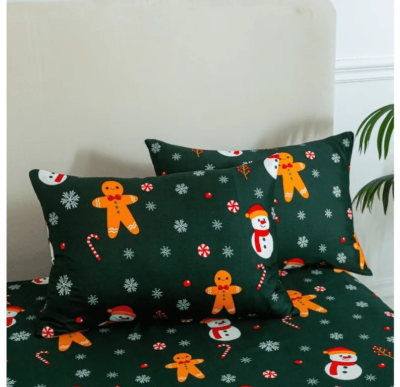 SNOWMAN AND GINGERBREAD lepedő és párnahuzat Méret: 50 x 70 cm | 140 x 240 cm
