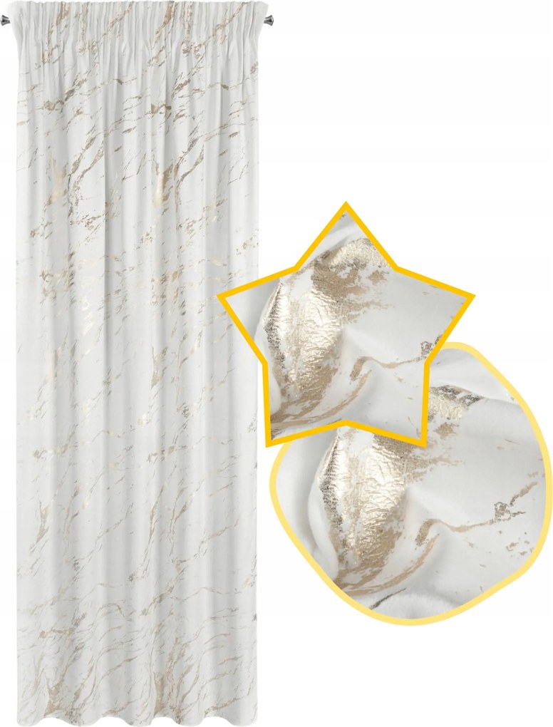 Függöny mintás Márvány 140x230 cm Szalag – Stílusos Krémszínű design