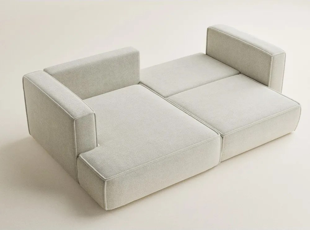 Krémszínű zsenília kinyitható-tárolóhelyes sarokkanapé (bal oldali-heverő résszel) Velto – Maison de Rêve