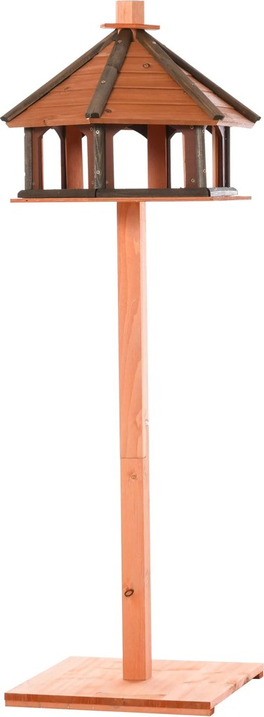 PawHut Madárodú Állvánnyal, Időjárásálló Madáretető, Fa Madáretető Vadmadaraknak Ø52 x 130H cm Természetes | Aosom