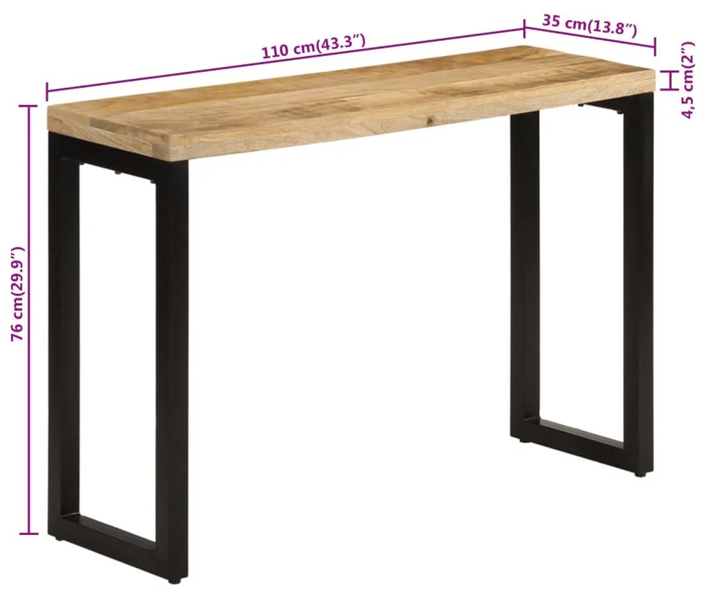 tömör nyers mangófa tálalóasztal 110 x 35 x 76 cm