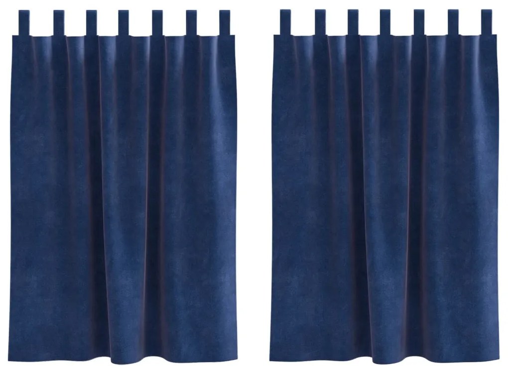 Függönyök Húzó Hurokkal 2 db Sötétkék Pamut