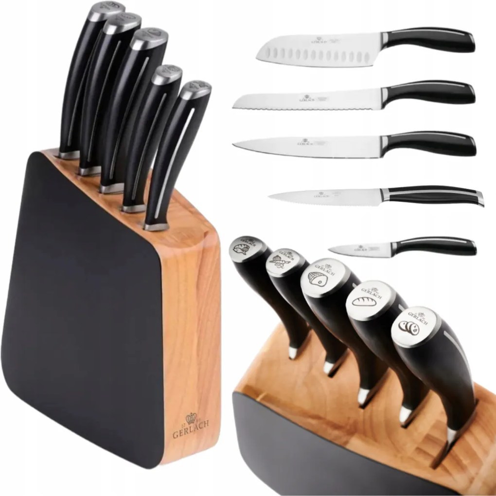 Gerlach Loft Szett 5 Kés Egy Blokkban Konyhai Kés Szett Éles Prémium