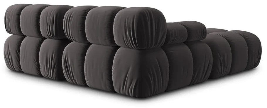 Sötétszürke bársony sarokkanapé Bellis – Micadoni Home