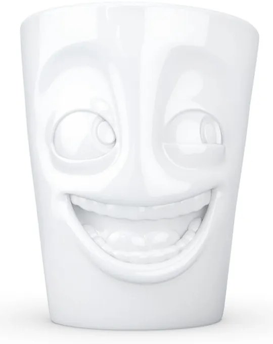 Fehér 'vigyorgó' porceláncsésze füllel, 350 ml - 58products