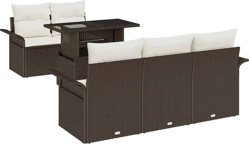 vidaXL Kerti Kanapé Szett párnával 6 pcs Barna polirattan