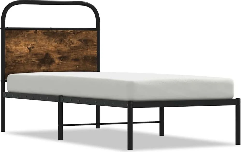 vidaXL Ágykeret matrac nélkül 75x190 cm gépesített fa füstölt tölgyfa