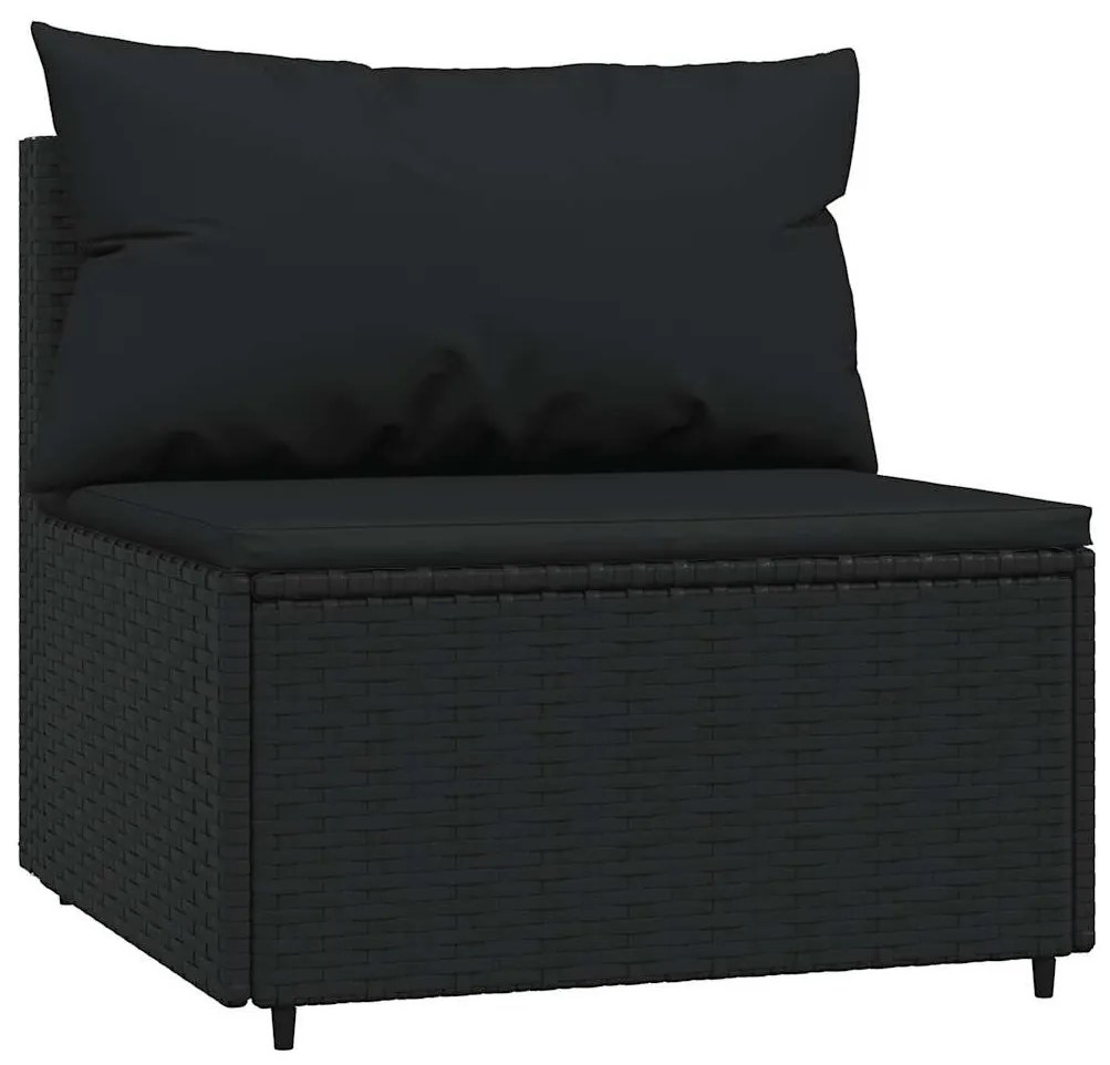 4 részes fekete polyrattan kerti ülőgarnitúra párnákkal