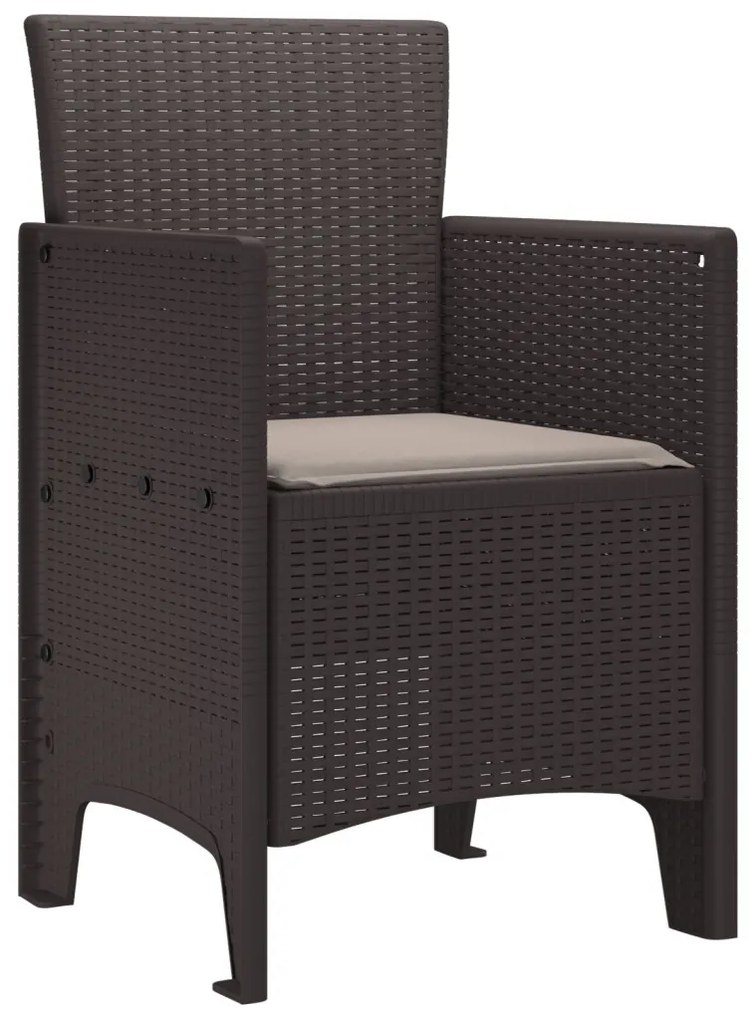 Kerti székek párnákkal 4 db Barna Poly Rattan