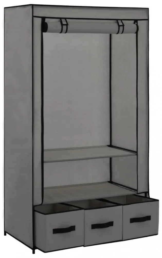 szürke szövet ruhásszekrény 87 x 49 x 159 cm
