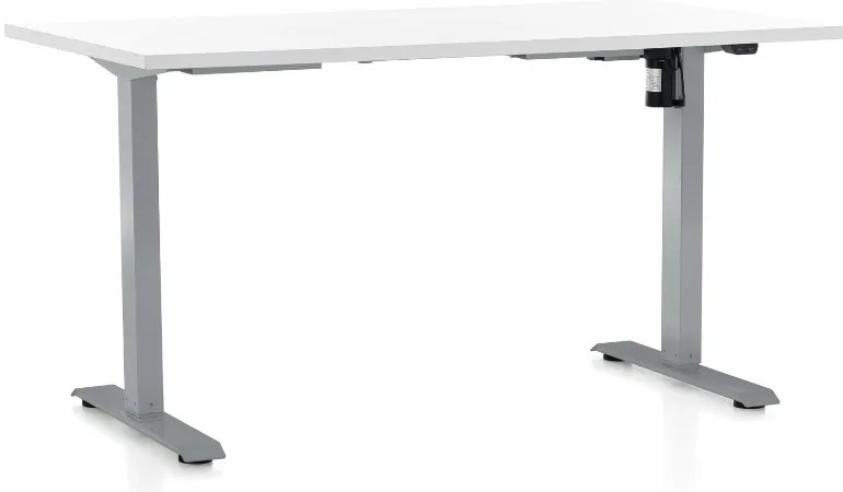 Állítható magasságú asztal OfficeTech A, 140 x 80 cm, szürke alap, fehér