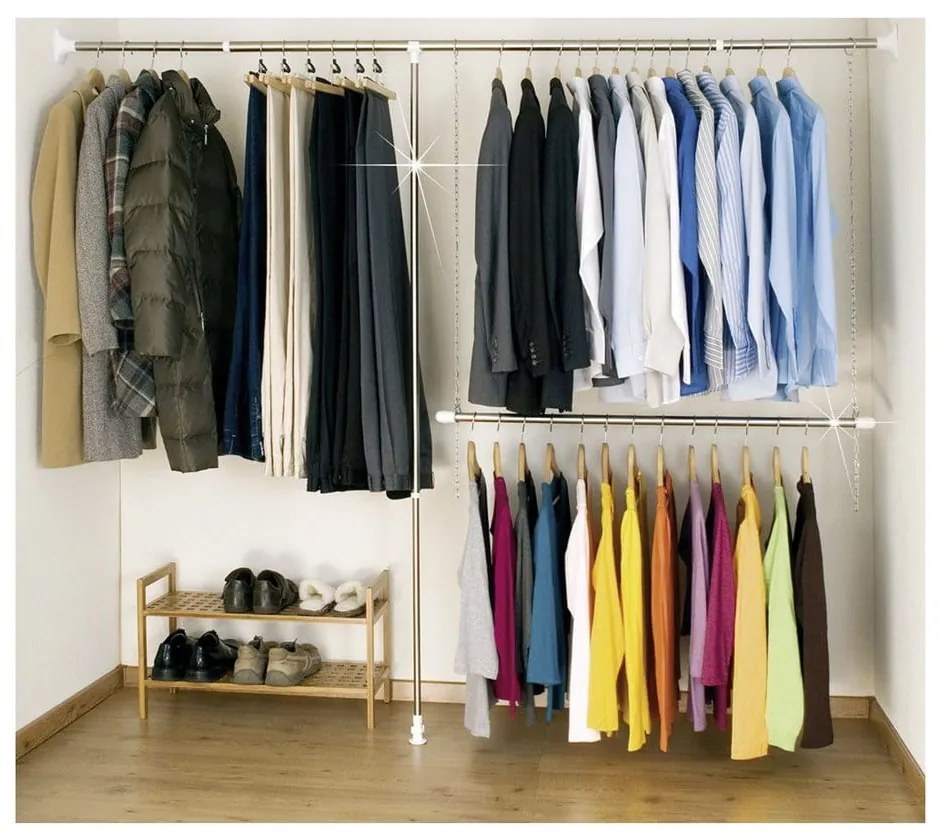 Ezüstszínű fém teleszkópos ruhatartó állvány Garment – Wenko