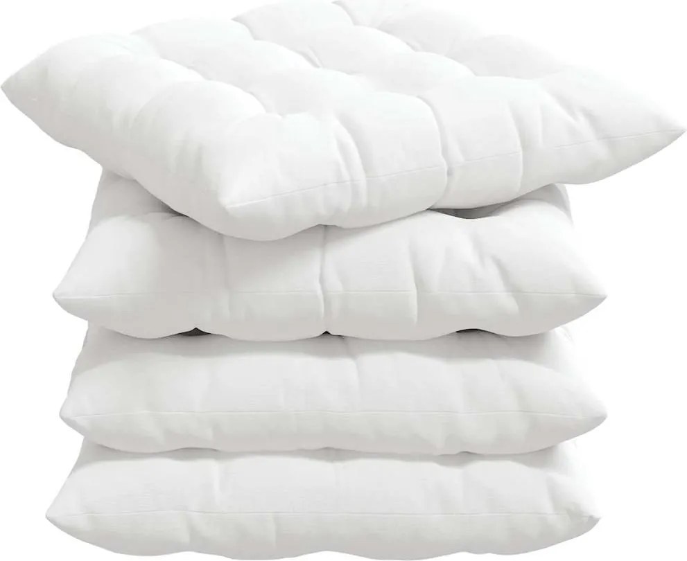 vidaXL Ülőpárnák 4 pcs Fehér 40 x 40 x 6 cm szövet