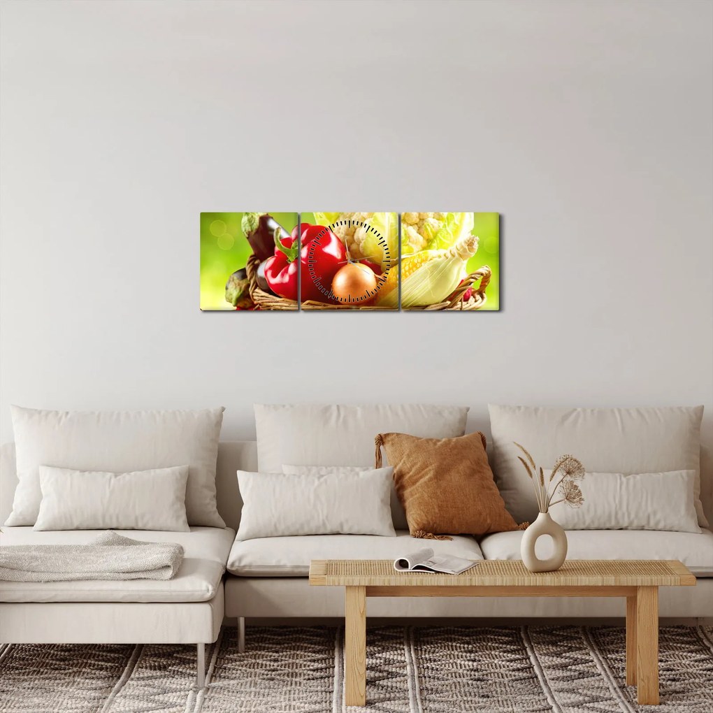 Kép - Zöldségek (órával) (90x30 cm)