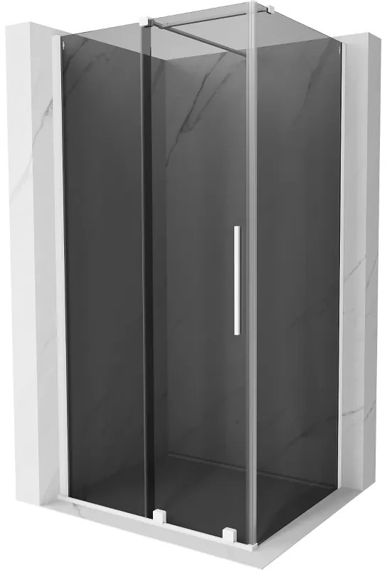 Mexen Velar, tolóajtós zuhanykabin 130 x 85 cm, 8mm szürke üveg, fehér matt, 871-130-085-41-20