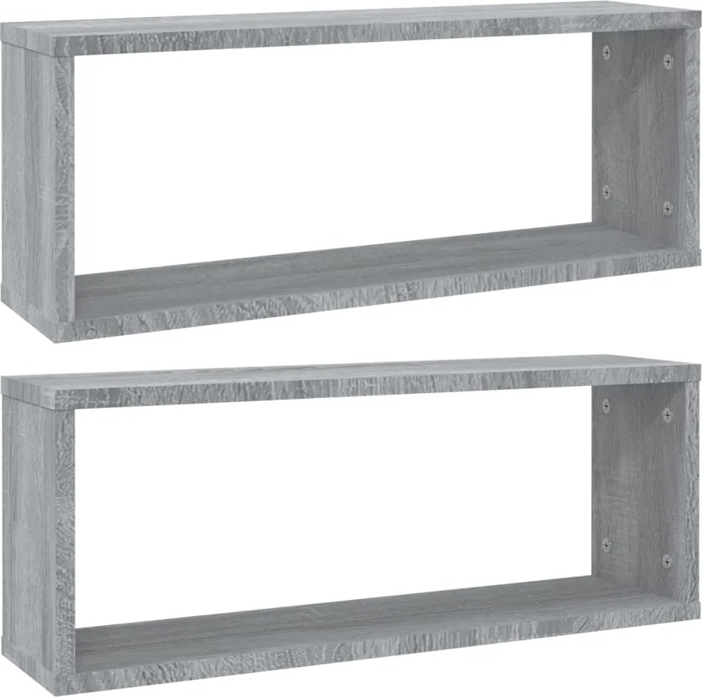 vidaXL 2 db szürke sonoma színű szerelt fa fali kockapolc 60x15x23 cm