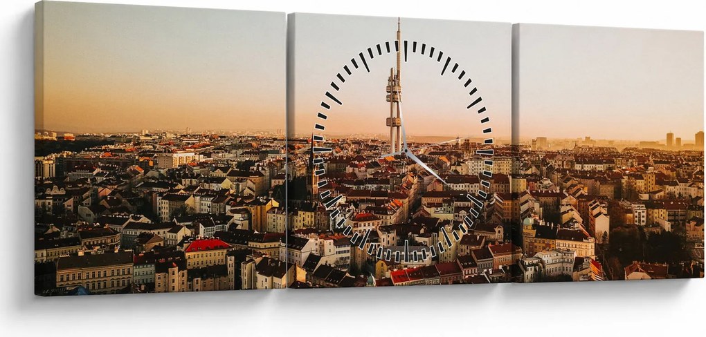 Naplemente Zizkov felett (órával) (90x30 cm)