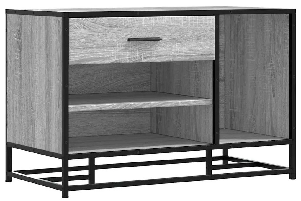 cipőpad szürke Sonoma 80x40x53,5 cm Gépi fa és fém