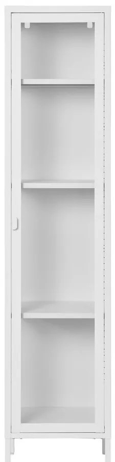 Brisbane keskeny vitrin, 1 üvegajtó, acél, fehér 40x35x180 cm