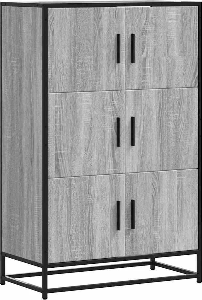 vidaXL Highboard szürke sonoma 68x35x106,5 cm gépelt fa és fém