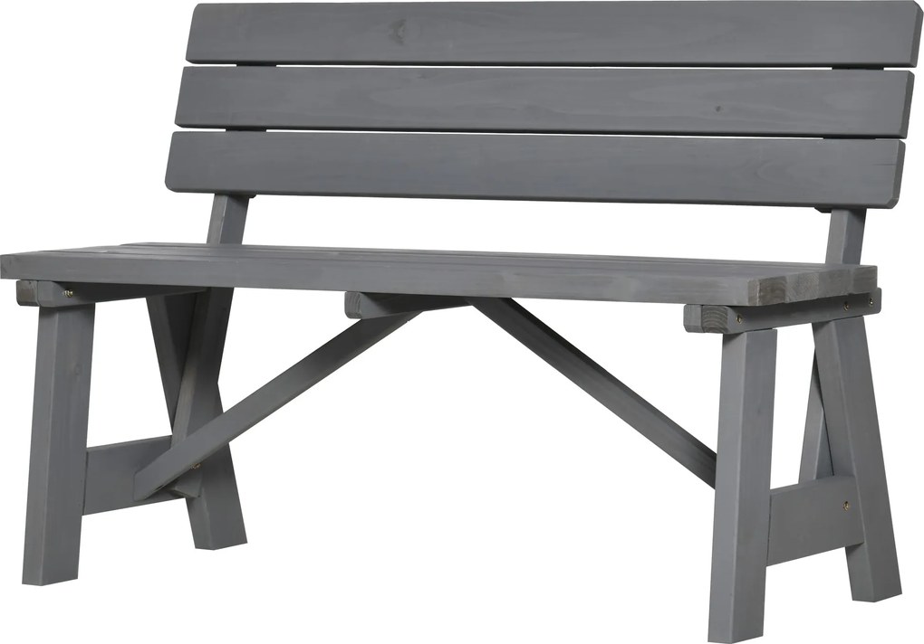 Outsunny 2 személyes fából készült kertibánk, időjárásálló pad, UV-álló kertibútor háttámlával, parkpad 220 kg teherbírással, erkélypad, fából készült
