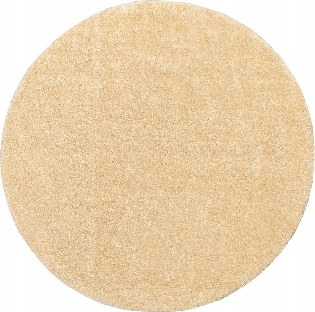 Shaggy Kerek Csúszásgátló Szőnyeg Bézs Csillogó Malmo Nappaliba, átm. 140 cm