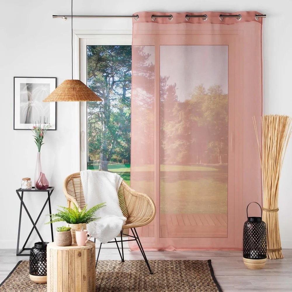Rózsaszín átlátszó függöny 140x280 cm Sandra – douceur d'intérieur