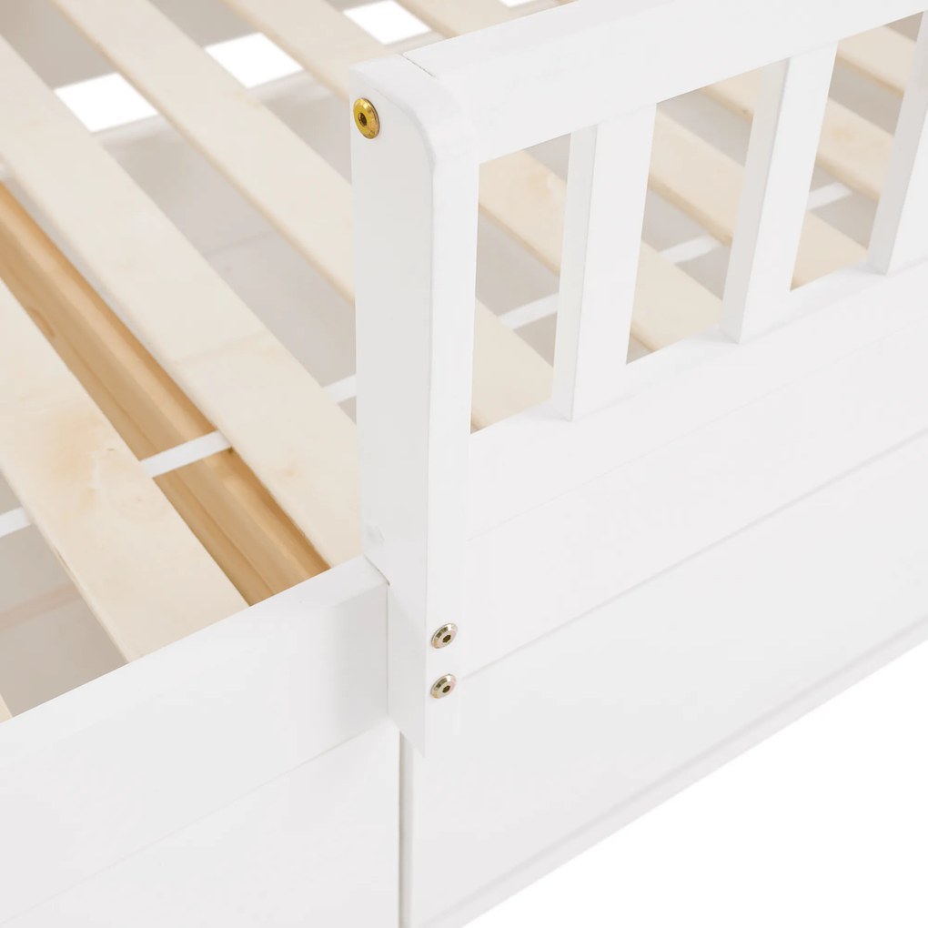 Montessori ágy, 90x200, fehér, tömör, BIANKA