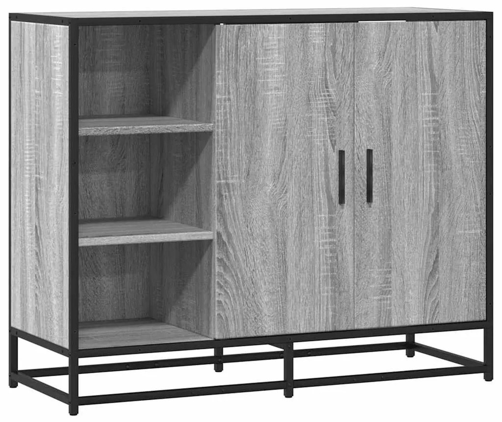 szürke sonoma színű szerelt fa tálalószekrény 92 x 35 x 76 cm