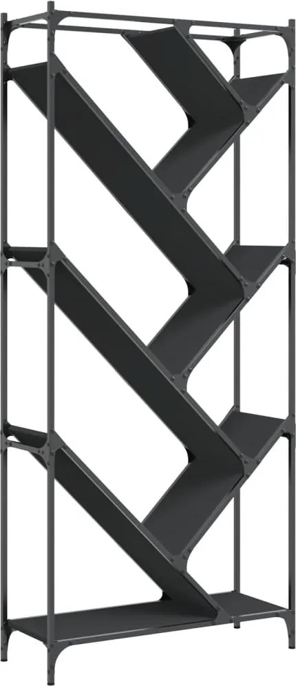 vidaXL fekete szerelt fa és fém könyvszekrény 79 x 30 x 180 cm