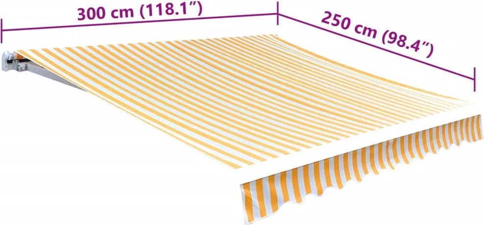 Napraforgó sárga/fehér napellenző ponyva 3x2,5 m (keret nélkül)