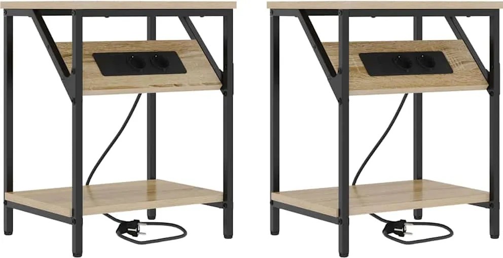 vidaXL Éjjeliszekrény 2 pcs Sonoma tölgy 38 x 30 x 48 cm Faanyag